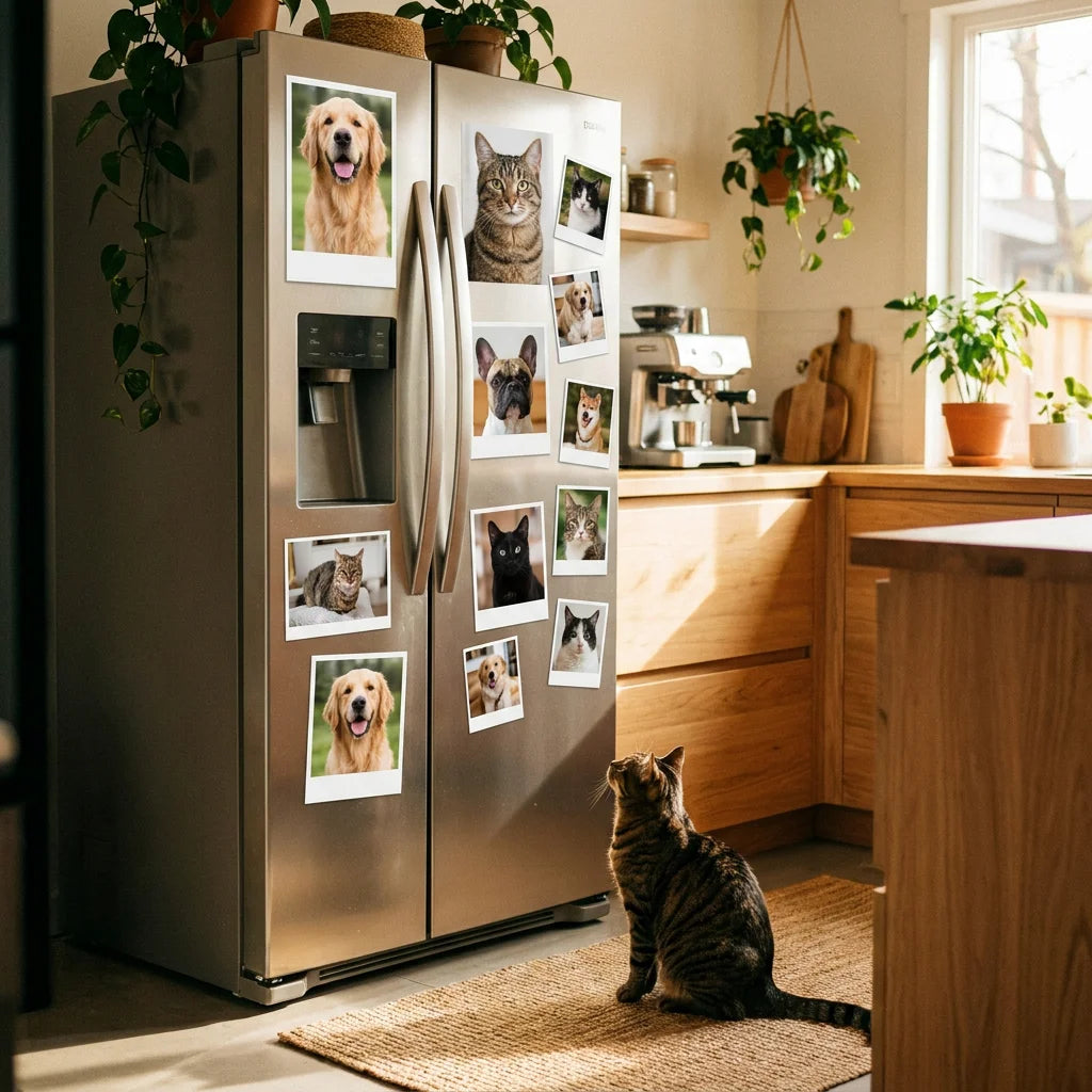 Custom Pet Photo Magnet - Personalized Dog & Cat Fridge Decor