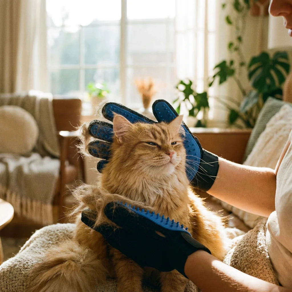 Gentle Pet Grooming Gloves - Efficient Deshedding & Massage