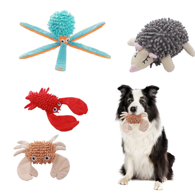 Tough Squeaky Plush Dog Toy - Interactive Teething Toy for Large Dogs